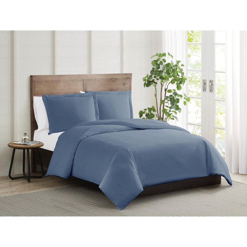 Truly Calm Silver Cool Duvet Cover Set, Queen Duvet Cover + 2 King Shams, Blue