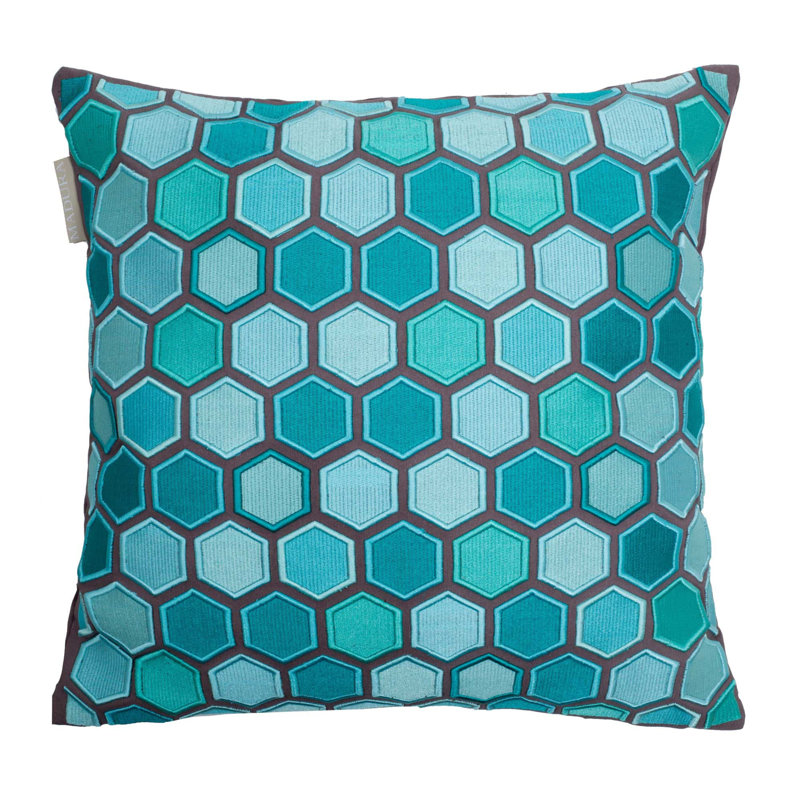 Geometric Square Cushion Cover, Turquoise, 60 x 60cm