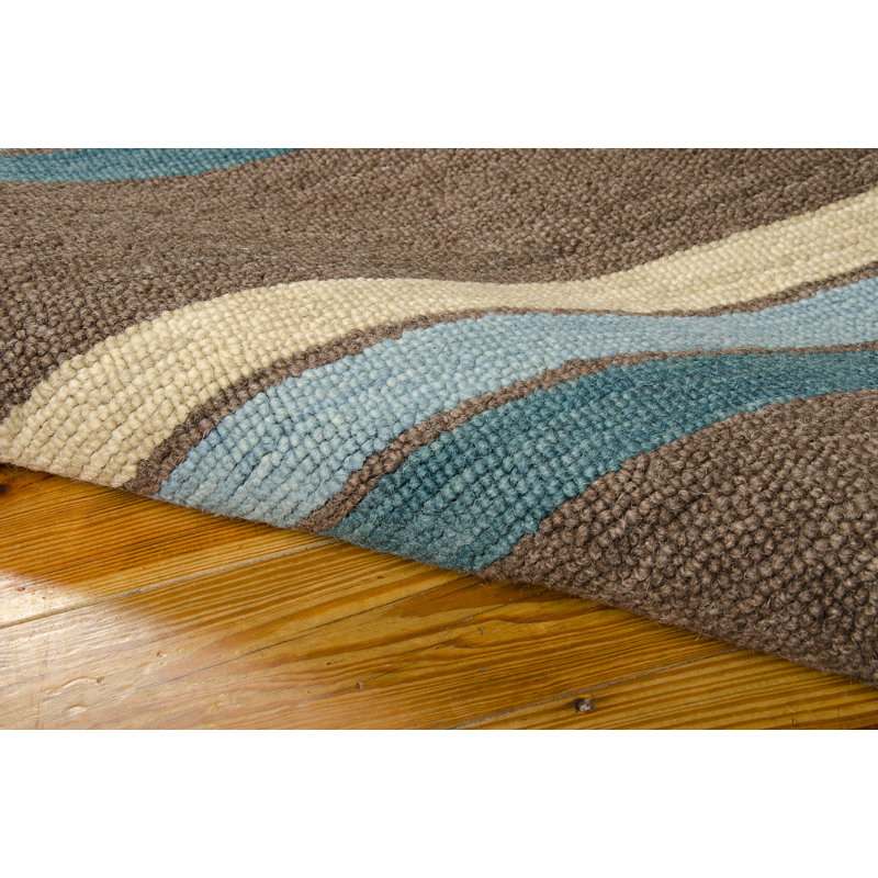 Manford Hand-Woven Wool Brown Indoor/Outdoor Area Rug, Rectangle 3'6" x 5'6"