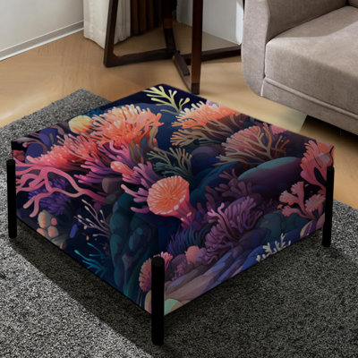 Rose sous-marin corail Dreamscape - Grand repose-pieds carré Coastal