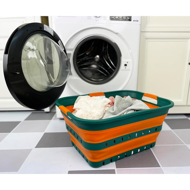 TPE & PP Laundry Cart, Teal Green/Autumn leaf