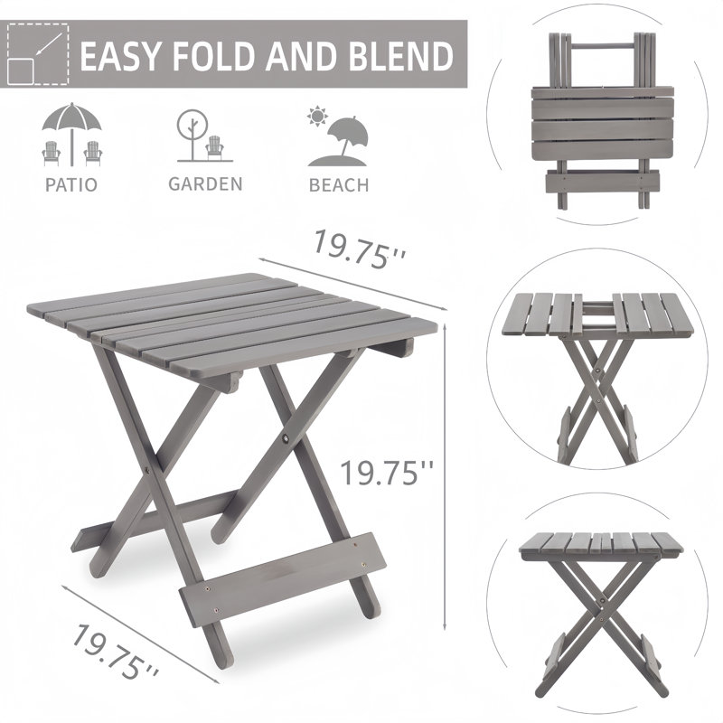 Table pliante carrée, conception portable peu encombrante, Gris