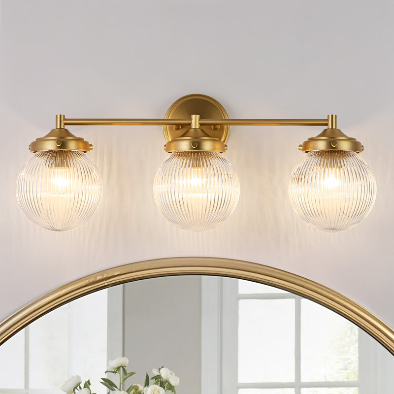 3 - Light Dimmable Vanity Light, Brass