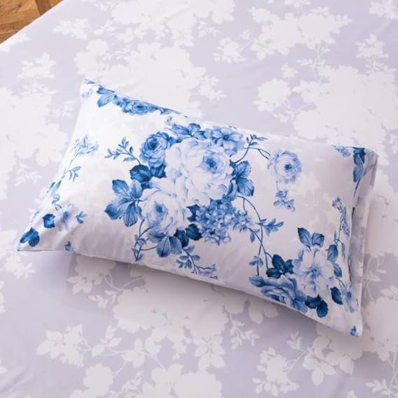Aldarcy Floral Duvet Cover Set with Pillowcases, Kingsize - 2 Pillowcases, Vintage Blue