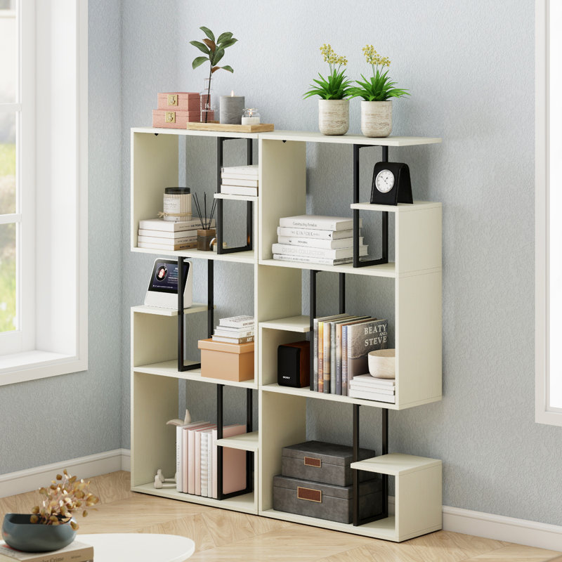 Bibliothèque à 3 niveaux Marian pour chambre à coucher, salon, (3 tablettes) H 51,57 po x l 23,62 po x P 9,45 po, Blanc