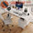 47.3"Office Desk With Power Outlet,2 Monitor Stands,2-Drawer,Side Pocket,Easy To Assemble,Frame Stability Reversible,Use For Home Desk