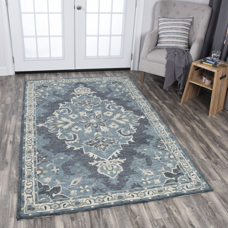 Tapis de zone gris foncé touffeté à la main matn, Rectangle 10 pi x 13 pi