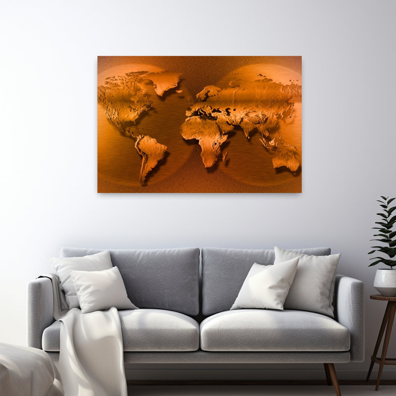 Gros plan sur une carte du monde abstrait, art contemporain de la nature, H 32 po x l 48 po
