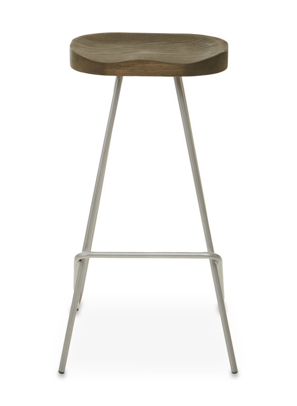 Counter Stool with Metal Frame, Brown/Silver