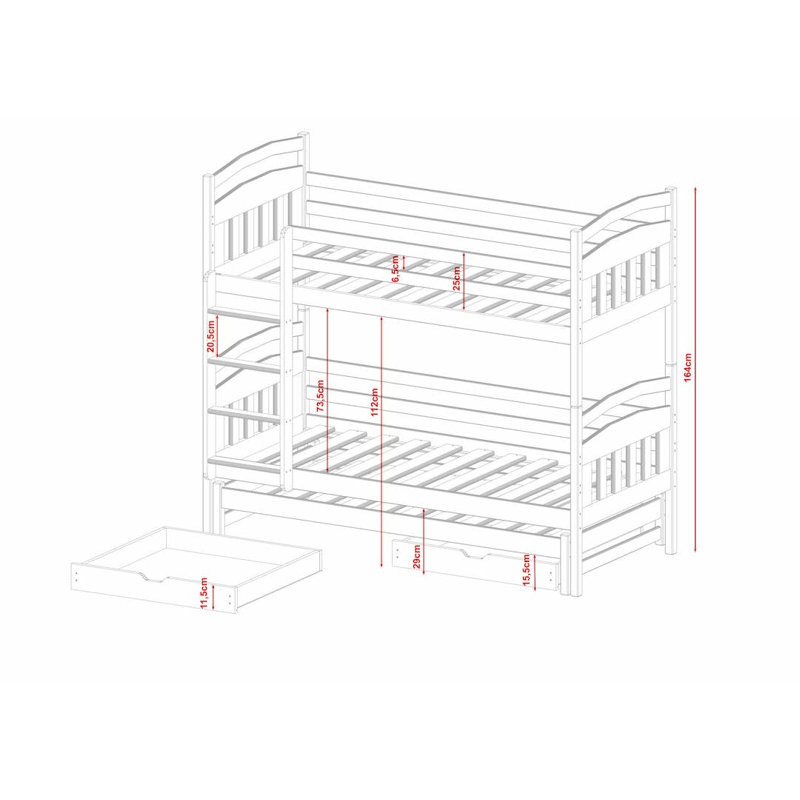 Aerona 90 X 190cm Bunk Bed with Storage Included, Graphite