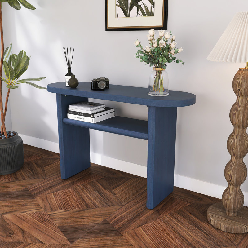47.8'' Console Table With Shelf, Navy Blue