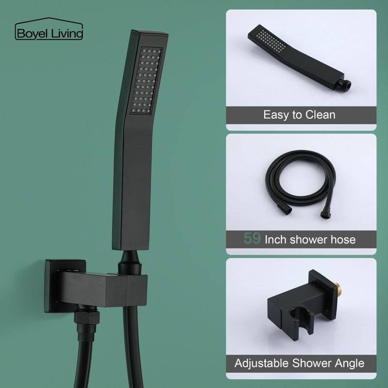 Matte Black Dual Shower Head with Handheld and Rain Spray