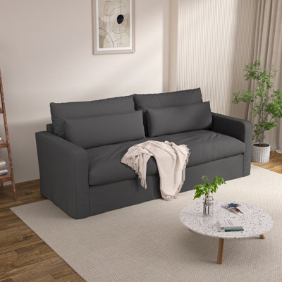 Carevic 80'' Modern Upholstered Slip Covers Sofa For Living Room, Couches With Solid Wood Frame