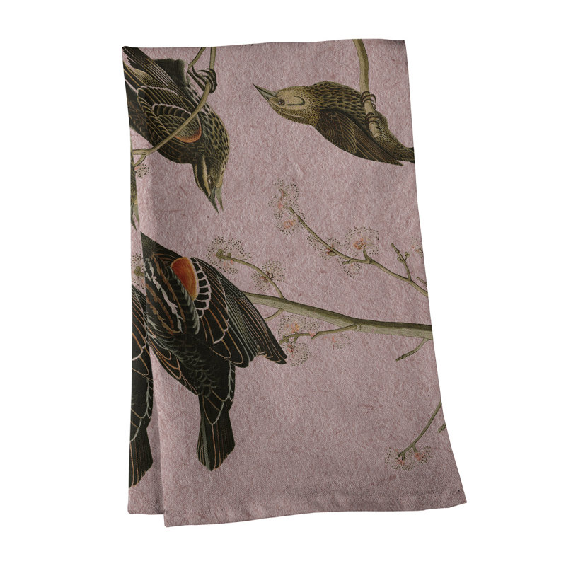Serviette à thé à oreilles starling, Sergé de coton, Rose