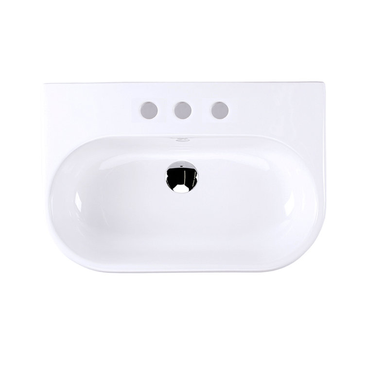 LACAVA Tre 15.625'' White Porcelain U-Shaped Bathroom Sink with Overflow