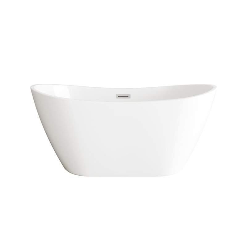 Ardis 54'' x 29'' Soaking Acrylic Bathtub, Brushed Nickel