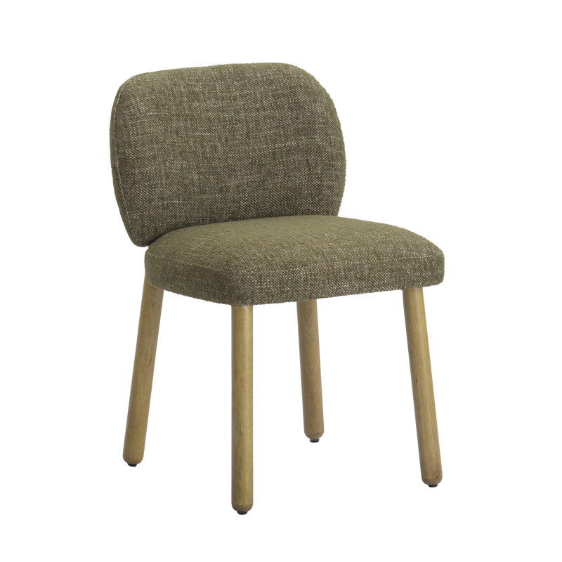 Foxy Textured Fabric Dining Chair, Olive Green, Light Brown