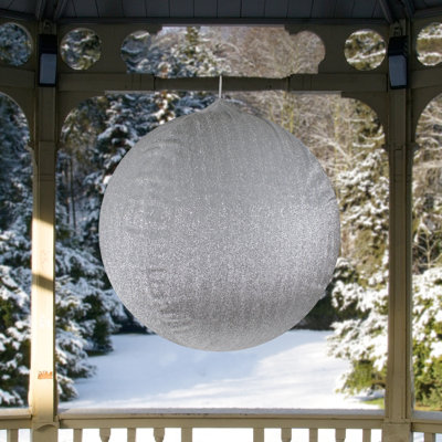 Décoration de Noël en forme de boule de Noël gonflable argentée 27,5 po