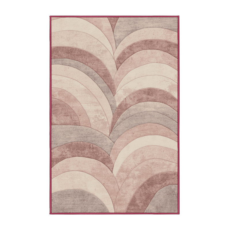 Tapis abstrait moderne et contemporain beige et lavable à la machine Torresdale, 8 x 10