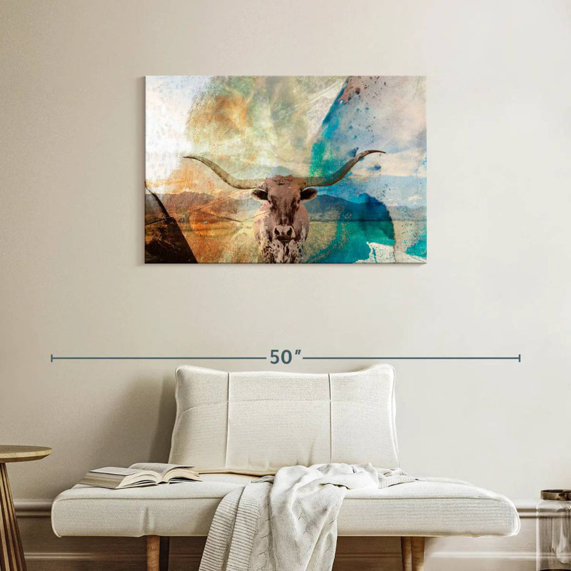 Brampt Abstract Longhorn, 24" H x 36" W