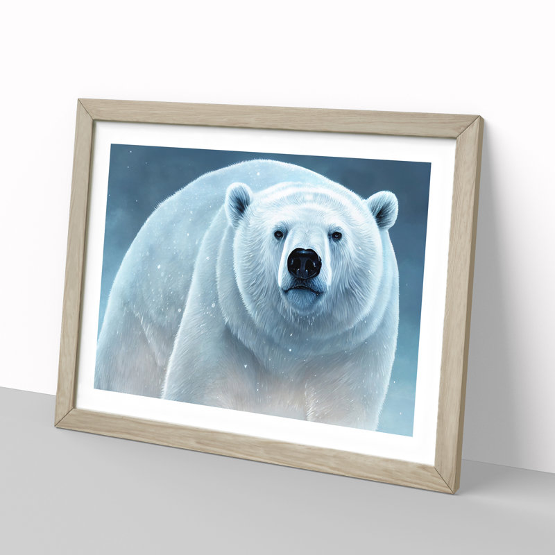 Marvellous Polar Bear 1 Piece Single Picture Frame Wall Art, 25cm H x 34cm W x 2cm D, Oak
