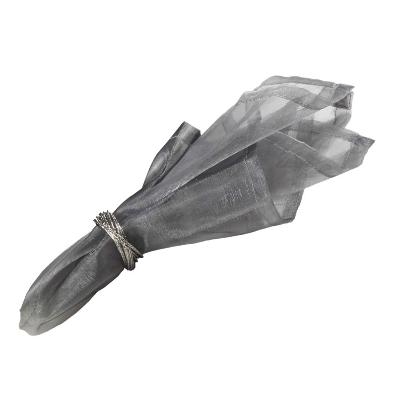 Ensemble de 12 serviettes de table Elegant Sheer Organza, Argent argent