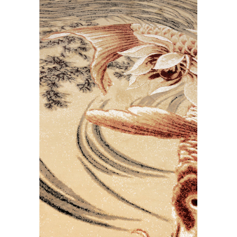 Area Rug in Beige/Orange/Red