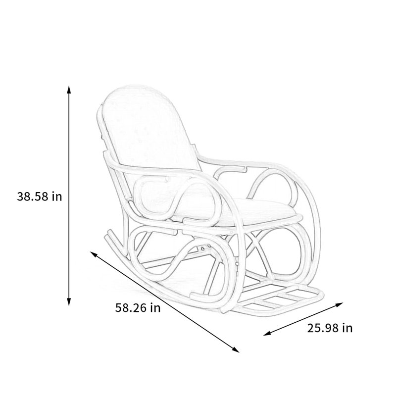 Chaise berçante en rotin naturel tissé