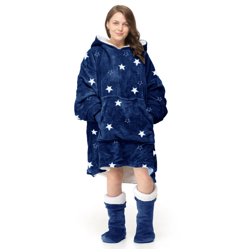 Abhaki Junior Hoodie Stars Blanket, Blue
