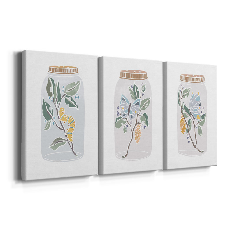 Nature Jar I - Toile tendue avec châssis sur mesure - 3 pièces, H 48 po x l 96 po