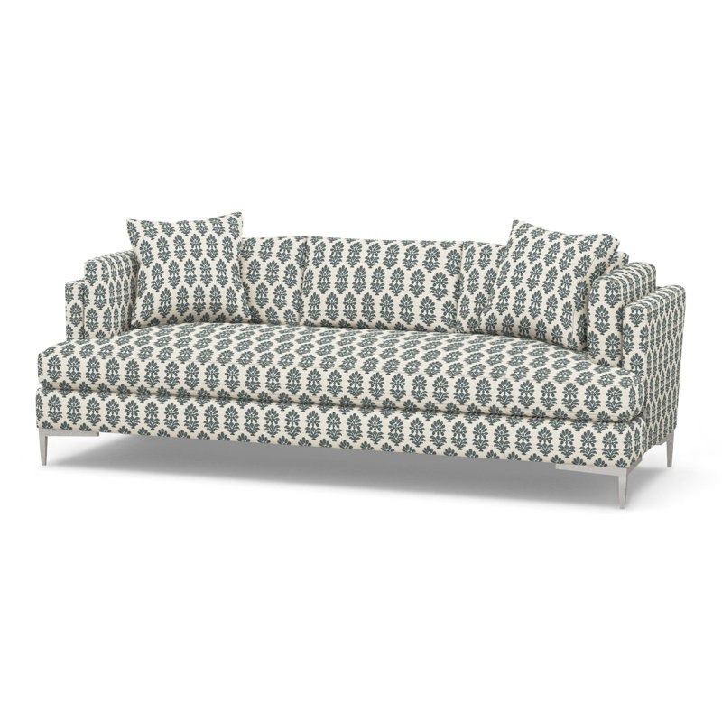 Aiden Upholstered 90.5'' Sofa, Stainless Steel, Perigold Francine Smoke Blue