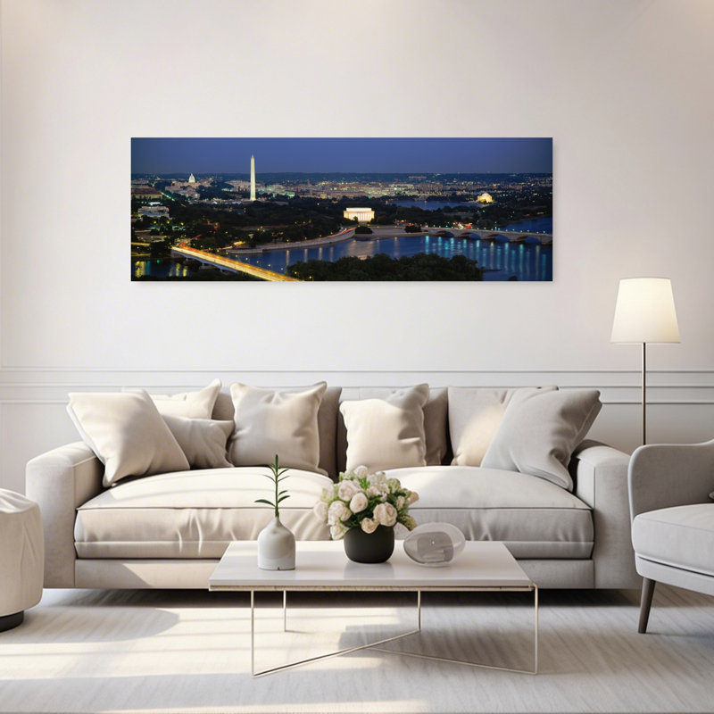 «High Angle View Of A City», Washington DC, art contemporain abstrait, art mural de la ville, H 20 po x l 60 po