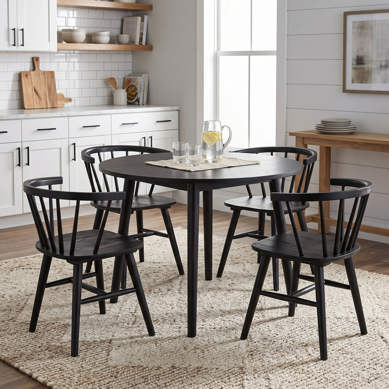 Angela 5-Piece Dining Table Set, Black