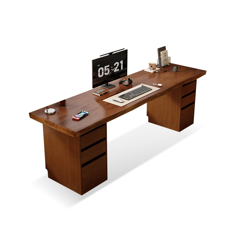 Bureau rectangulaire en bois massif brun noisette, H 29,53 po x l 70,87 po x P 27,56 po