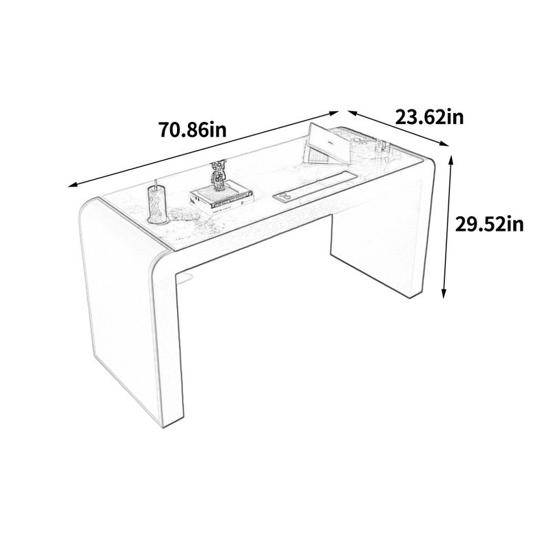 Bureau élégant et stylé, H 29,52 po x l 70,86 po x P 23,62 po