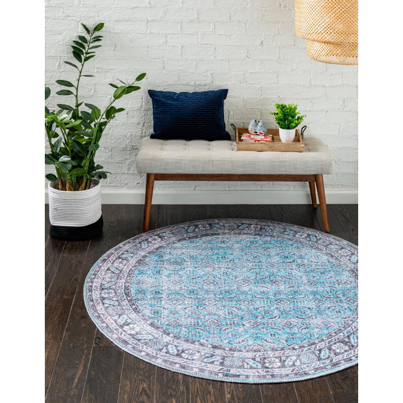Tapis contemporain Oppie couleur ciel, Round 7'7"