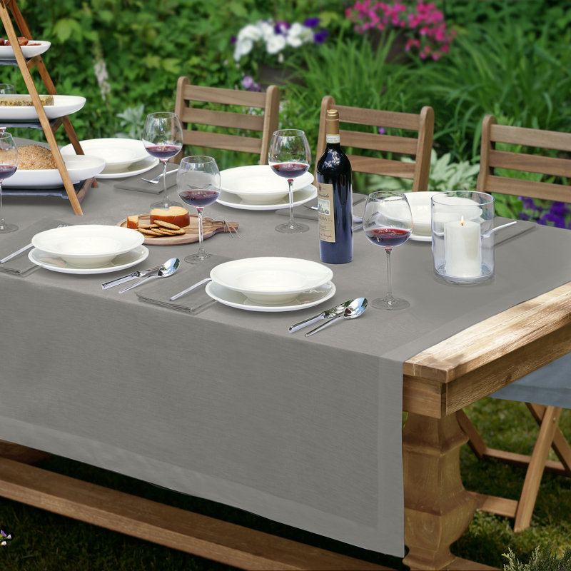 La Classica Solid Color Linen Tablecloth, Gray, 70" L x 70" W