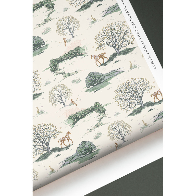 Countryside Toile - Danielle Demers Studio Licensed Design, Cream/Green/Beige