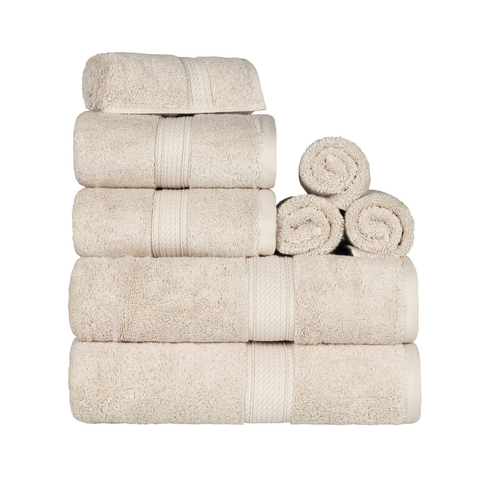 Renata 8-Piece Egyptian Cotton Towel Set, Cream