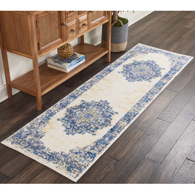 Burnie Oriental Blue/Ivory Area Rug