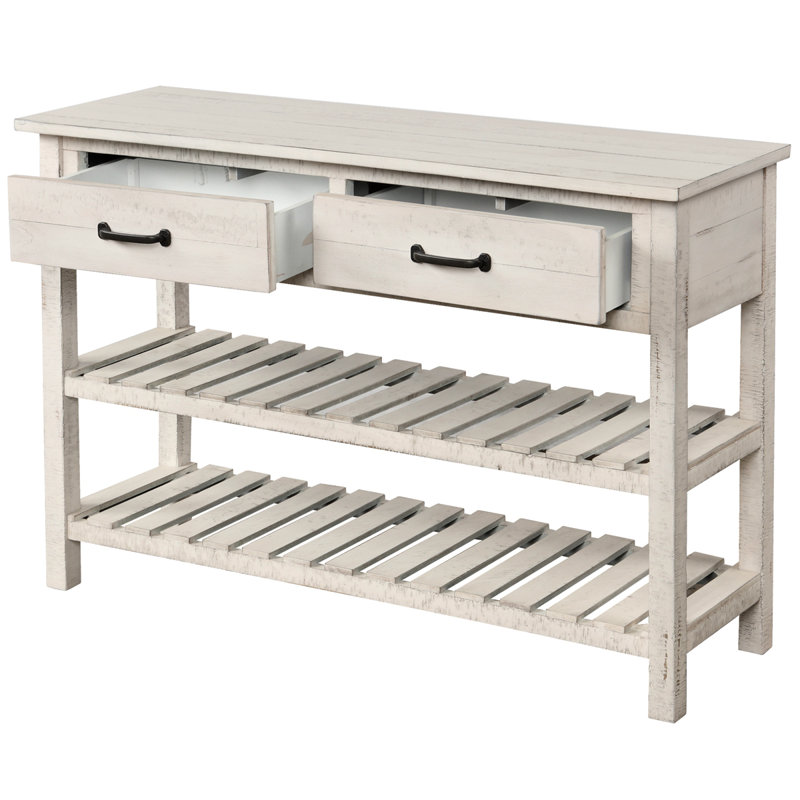 Console en bois massif 45 po Stoystown, Blanc antique