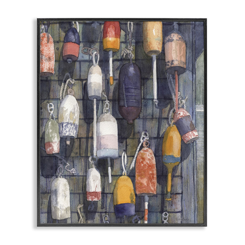 Bouées suspendues à l'aquarelle, estampe numérique, design par Patti Bishop, H 30 po x l 24 po