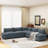 115.5" Modular Deep Grey Sectional Sofa With Durable Polyester Upholstery