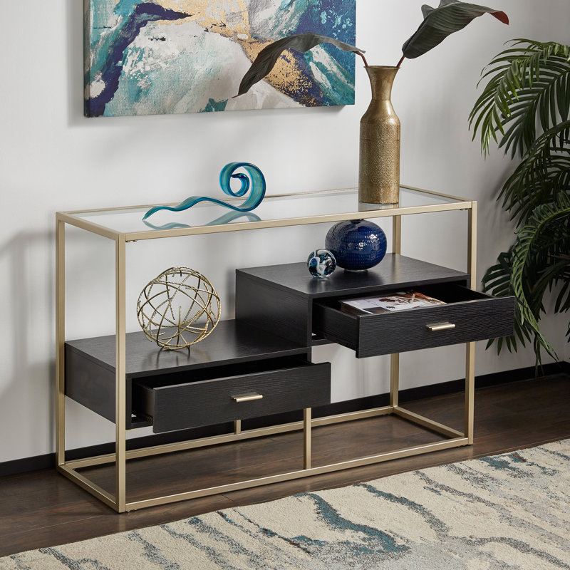 Phelim 45.9'' Glass Top Console Table