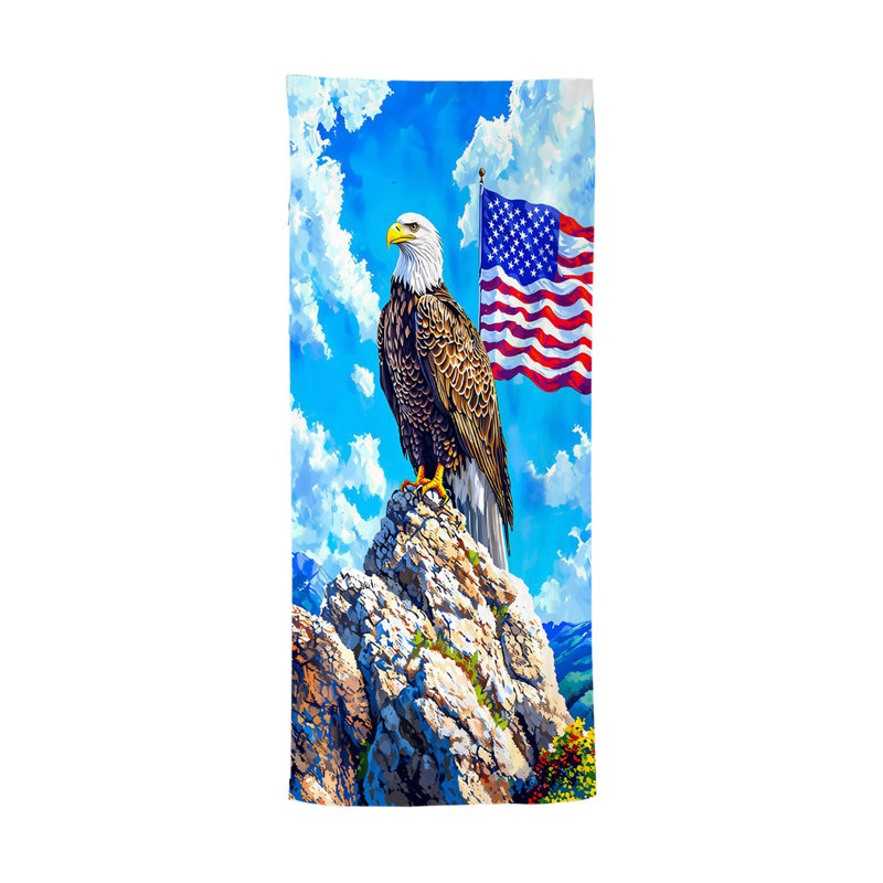 Serviette de plage surdimensionnée à imprimé drapeau américain Balds Eagless Quicks Dry Super Absorbent, C