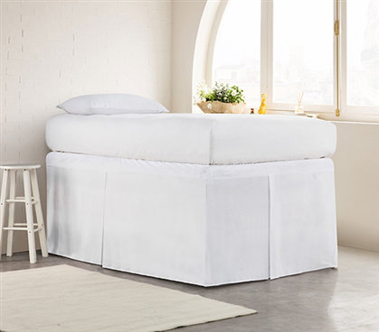 Tailored Dorm Sized Bed Skirt, White