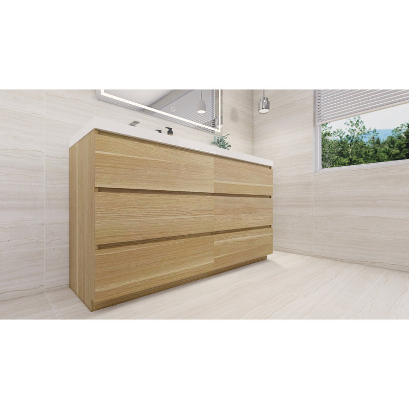 Ensemble de meuble-lavabo simple 60 po Hardy, Chêne blanc
