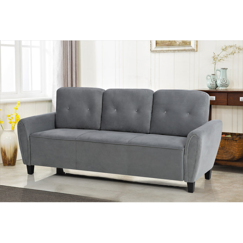 Murrill 80.31'' Velvet Sofa, Gray