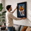 Geometric Fox Icon Art Deco - Framed Print-2023355560-2023355555