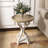 COZAYH Round Rustic Wooden Accent Tray Top Nightstand Side Table, White Legs